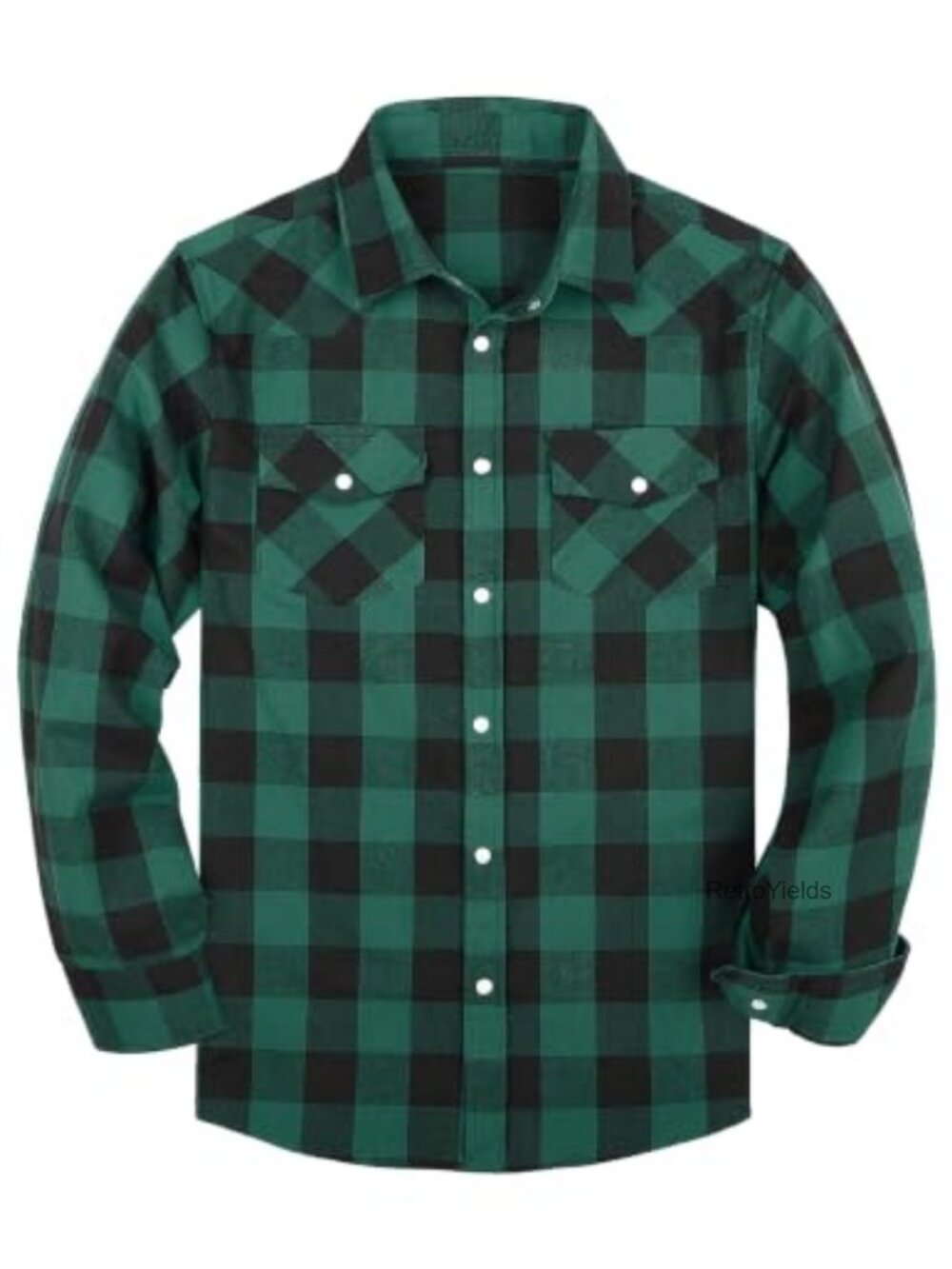 Men's Flannel Pearl Snap Western Plaid Button Down Shirt